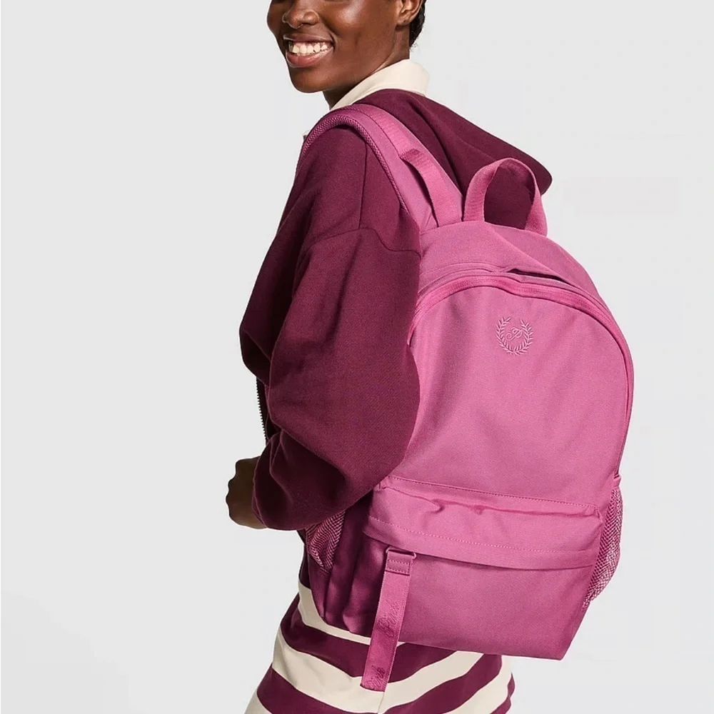 VS Pink Ivy Classic Canvas Backpack red violet pink color adjustable polyester - Picture 3 of 10